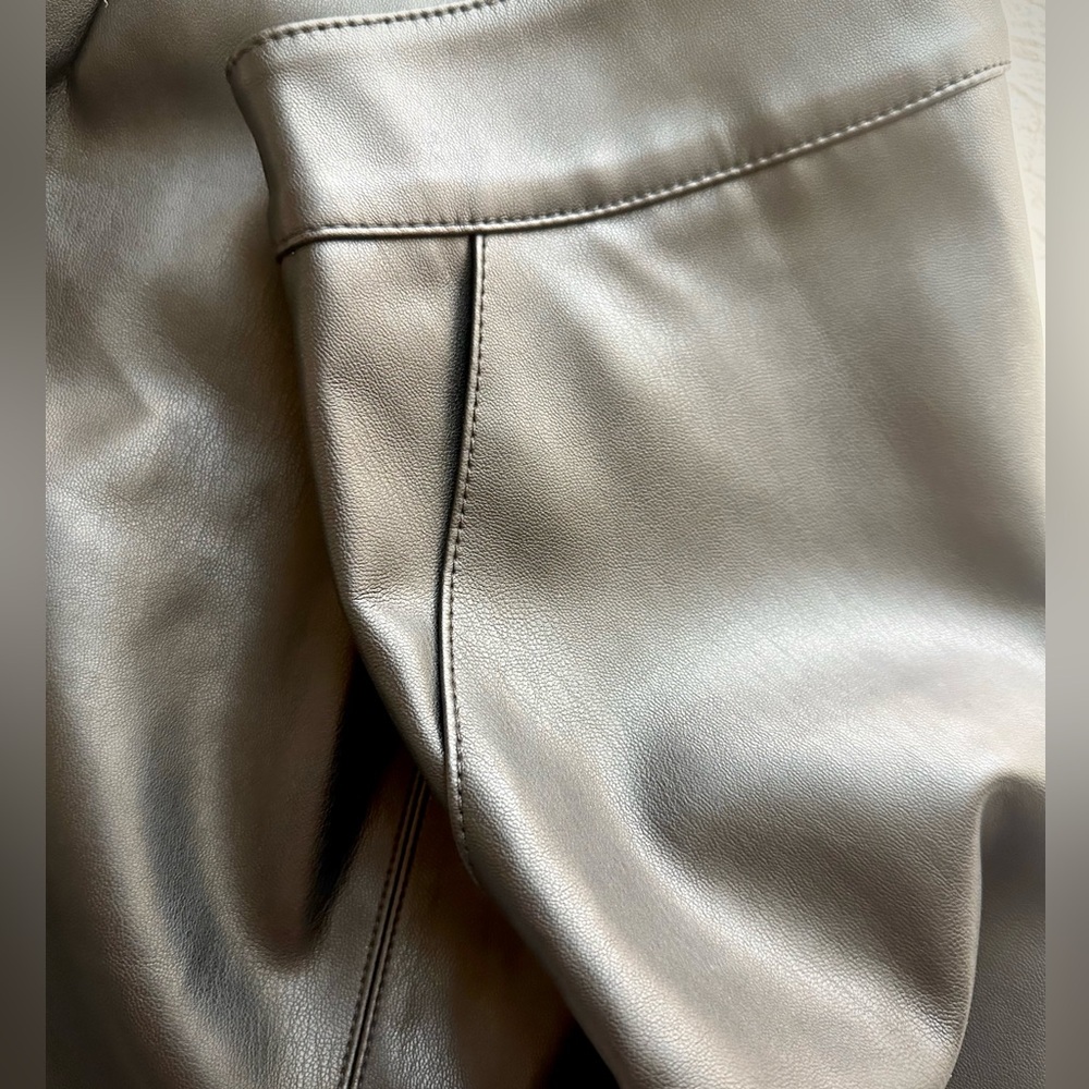 Faux High Waisted Leather Skirt with zipper